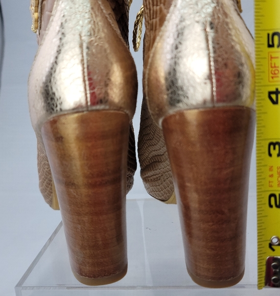 Lace Up Peep Toe Block Heel Leather Sandals Shoes Size 7 - Picture 12 of 13